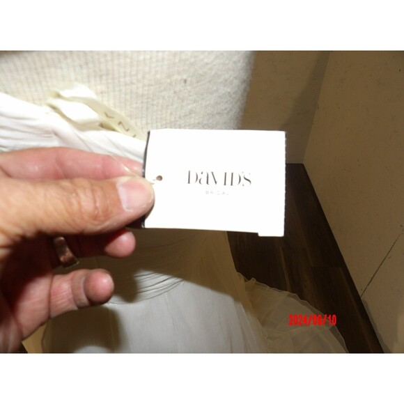 A Lina Halter Wedding Dress David’s Bridal Ivory Satin Wedding Dress Size 14 - Picture 8 of 12